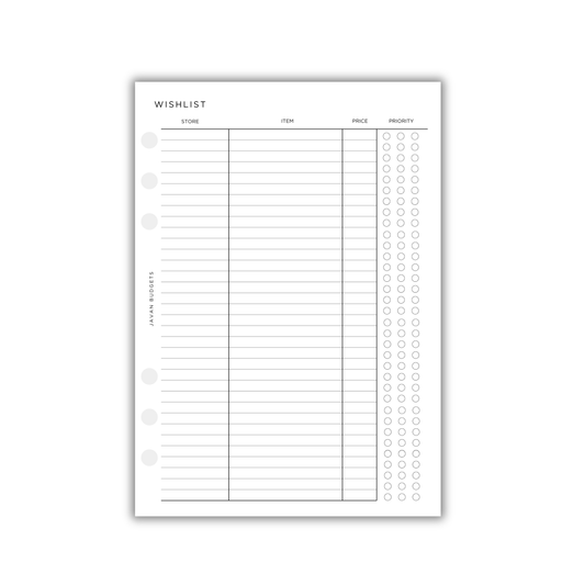 Wishlist Tracker | A5 Digital Download